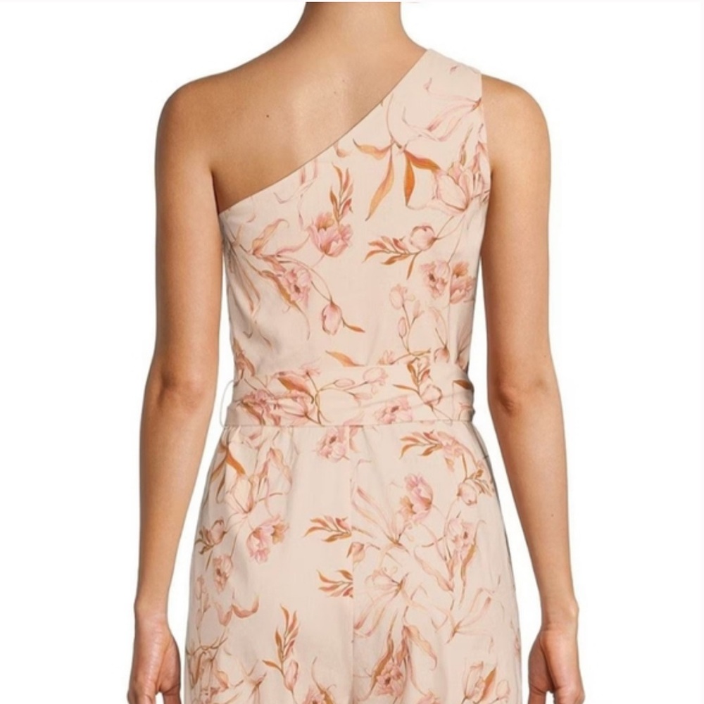 ANTONIO MELANI Pink Floral One Shoulder Jumpsuit Linen Blend Belted Size 10 New‎ - Picture 8 of 13